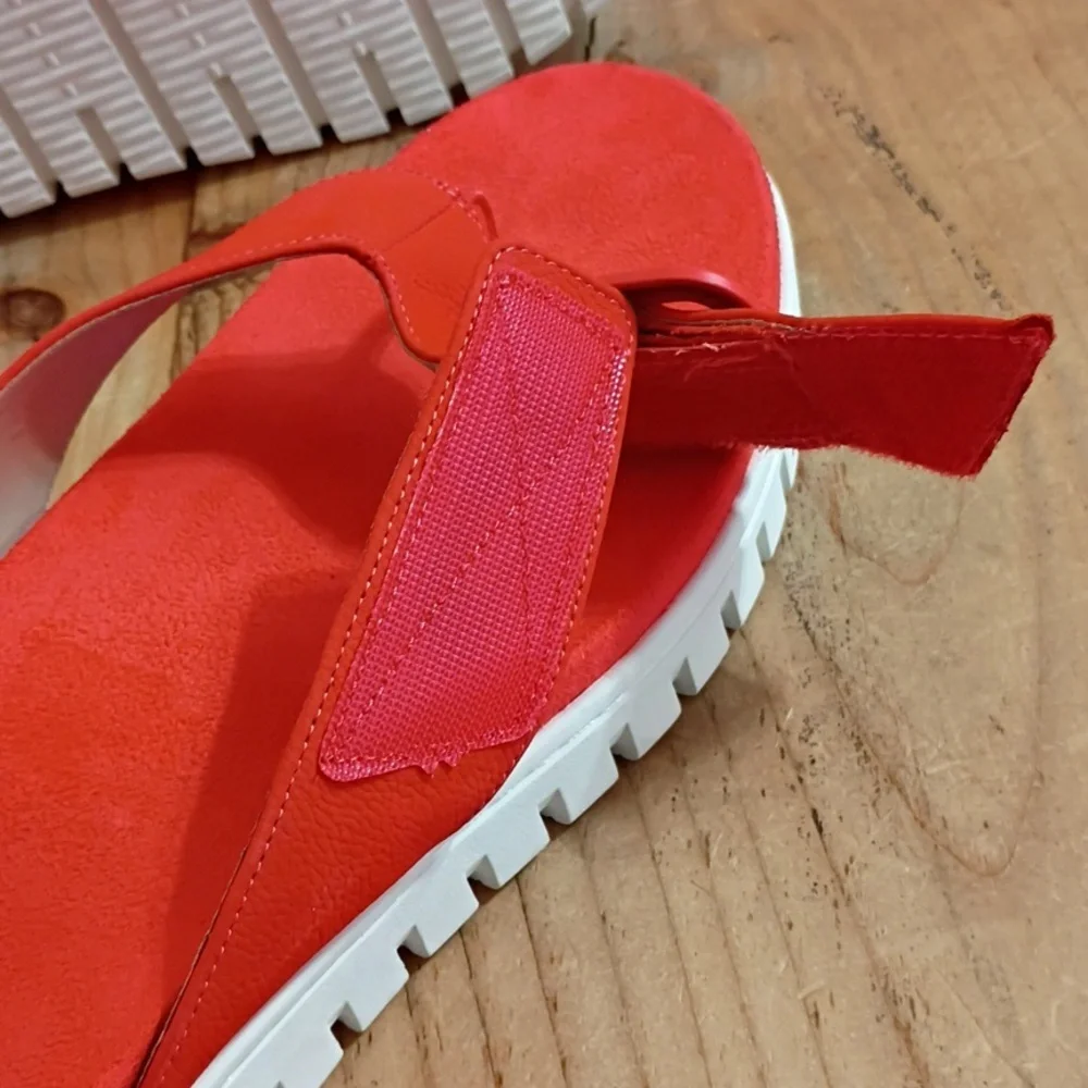 Vionic Uptown Marin Toe Post Sandal Cherry Tomato Nubuck Size 12W